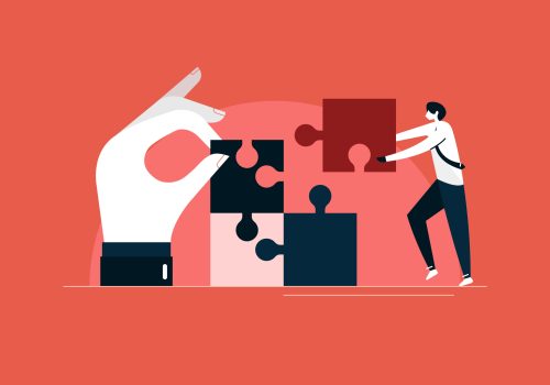 giving proper solution concept, team work illustration, businessman solving the problem with team giving proper solution concept, team work illustration, businessman solving the problem with team