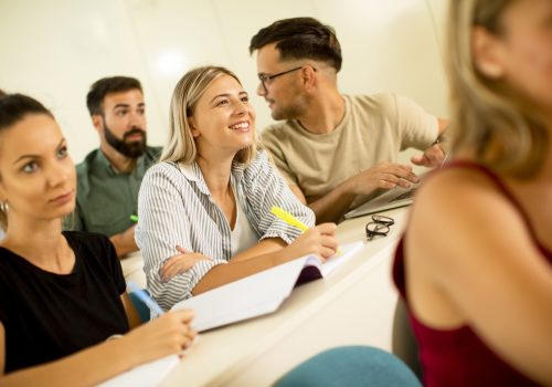 University srudents in the classroom Group of university srudents in the classroom